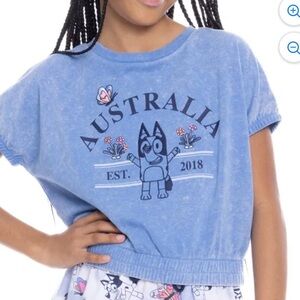 Bluey Australia Girls Embroidered Short Sleeve Graphic Top Size XL 14/16